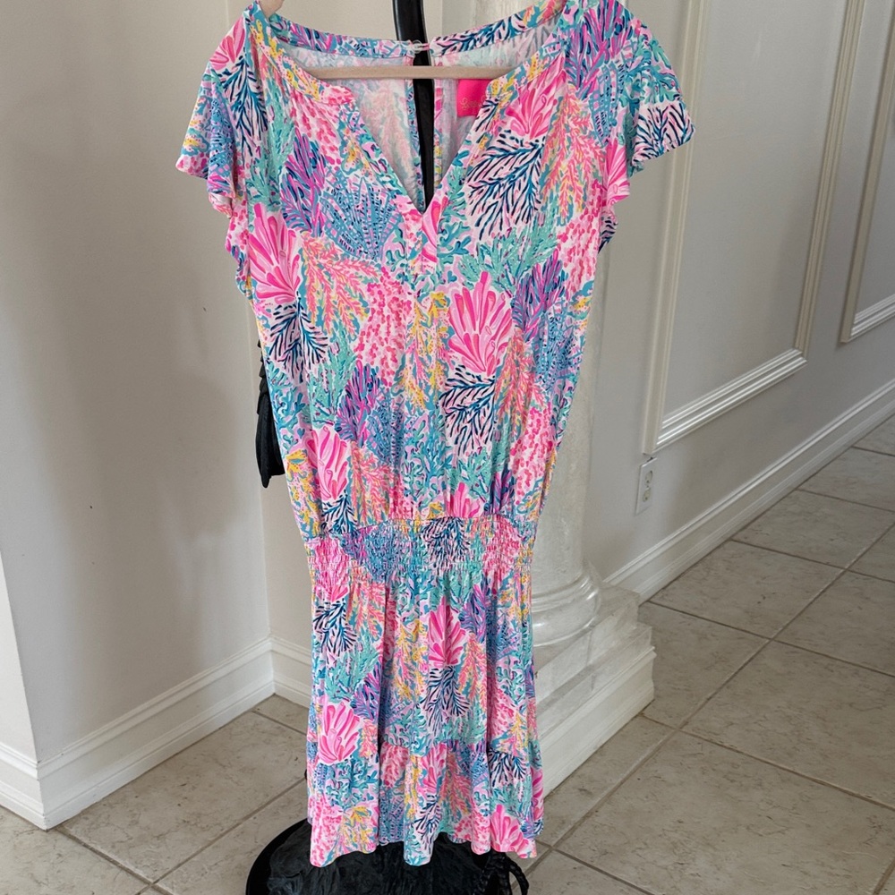 Lilly Pulitzer Pink Teal Multicolor Floral Dress